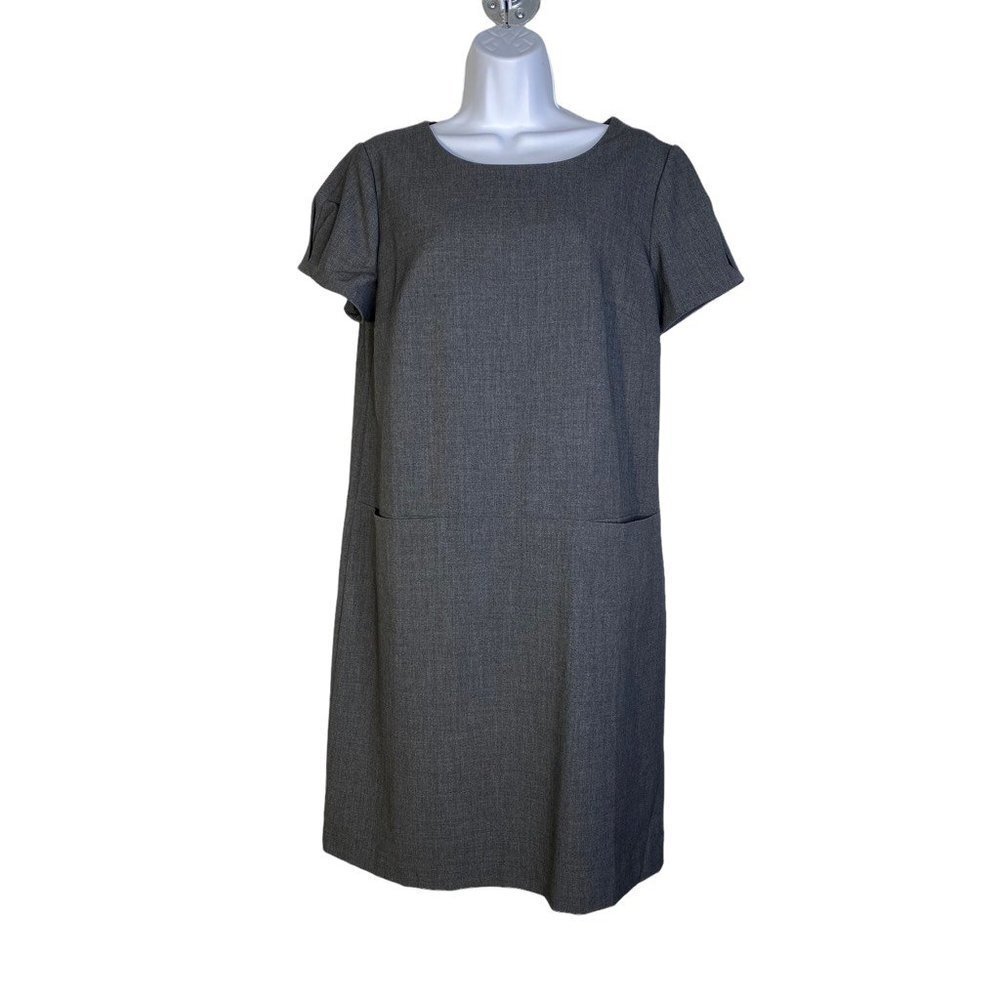 Ann Taylor Womens T Shirt Dress Gray Heathered Lined Short Sleeve Scoop 8‎ New